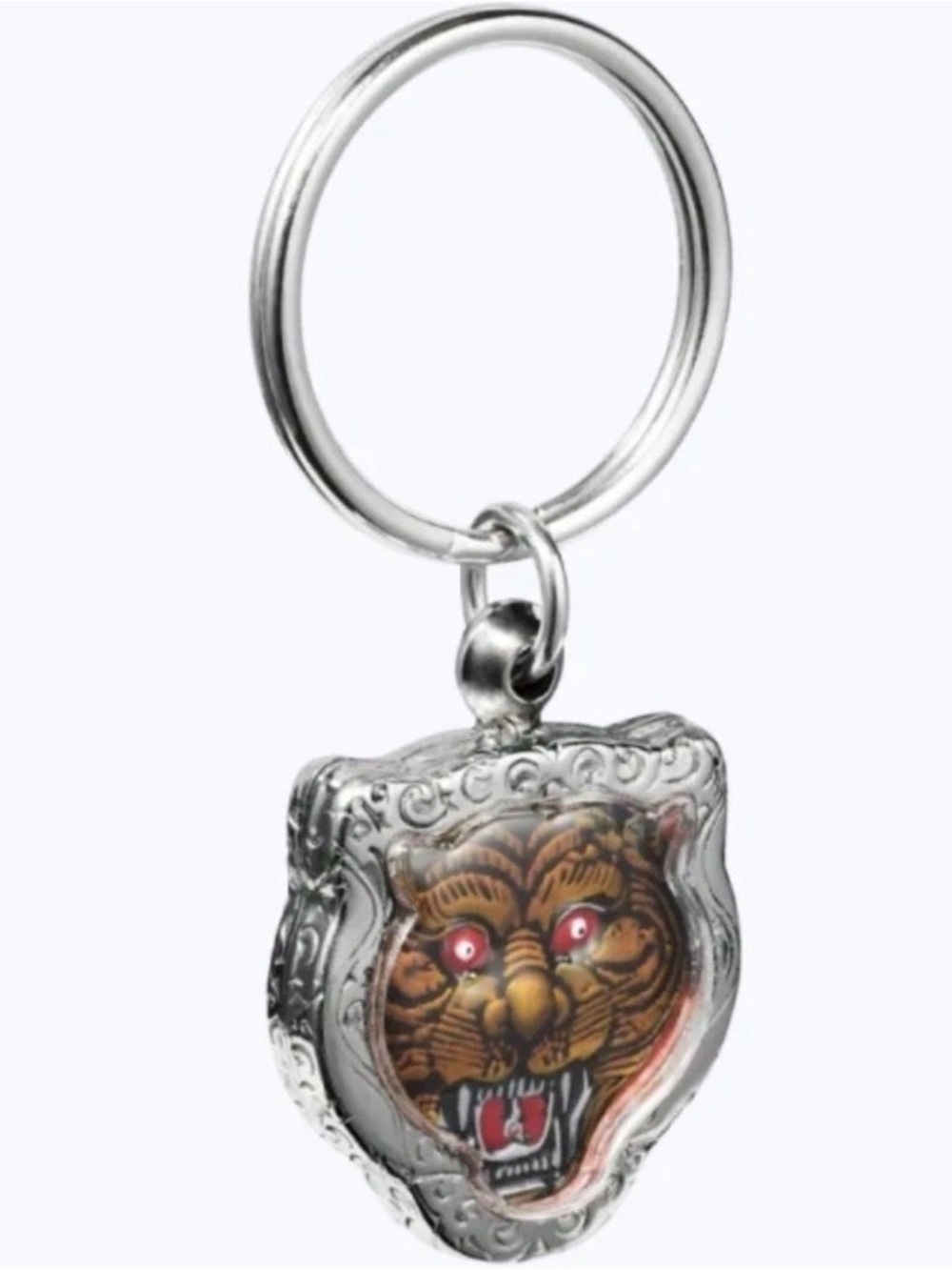 Supreme FW24 Tiger Keychain Silver Metal Logo Keyring  NEW IN HAND